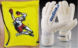 SET OF Regio GIGA GRIP ROLL WHITE gloves + backpack with print